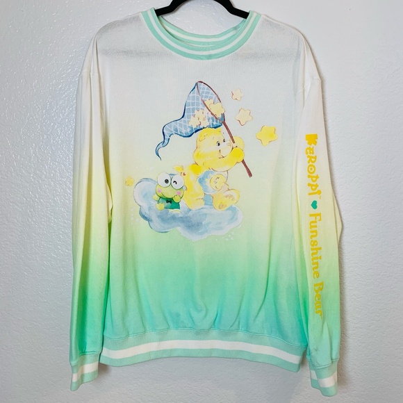 SANRIO Care Bears Funshine Bear & Keroppi Sweatshirt XL Hello Kitty & Friends - Picture 1 of 14